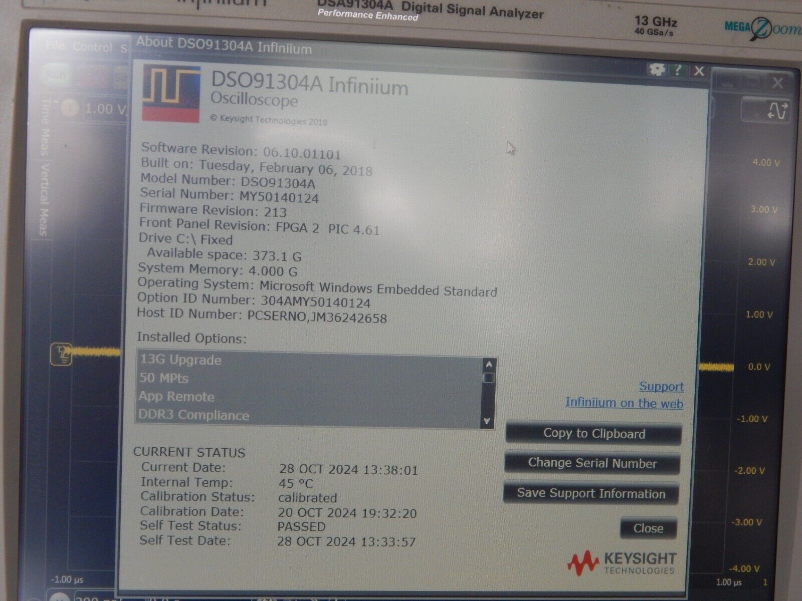 Agilent DSA91304A Oscilloscope 13Ghz 40Gs/s, 12 options, OEM cal, MY50140124 Agilent DSA91304A Oscilloscope 13Ghz 40Gs/s, 12 options, OEM cal, MY50140124